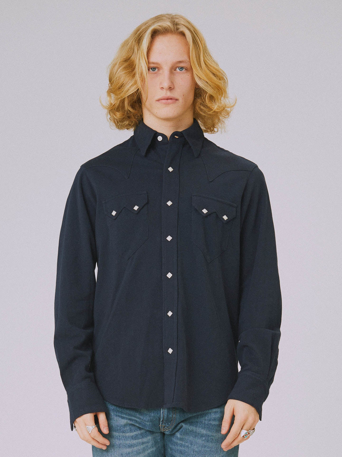 BNWT FRAME DENIM SLIM NAVY PIQUE WESTERN LS SHIRT! Sz S store