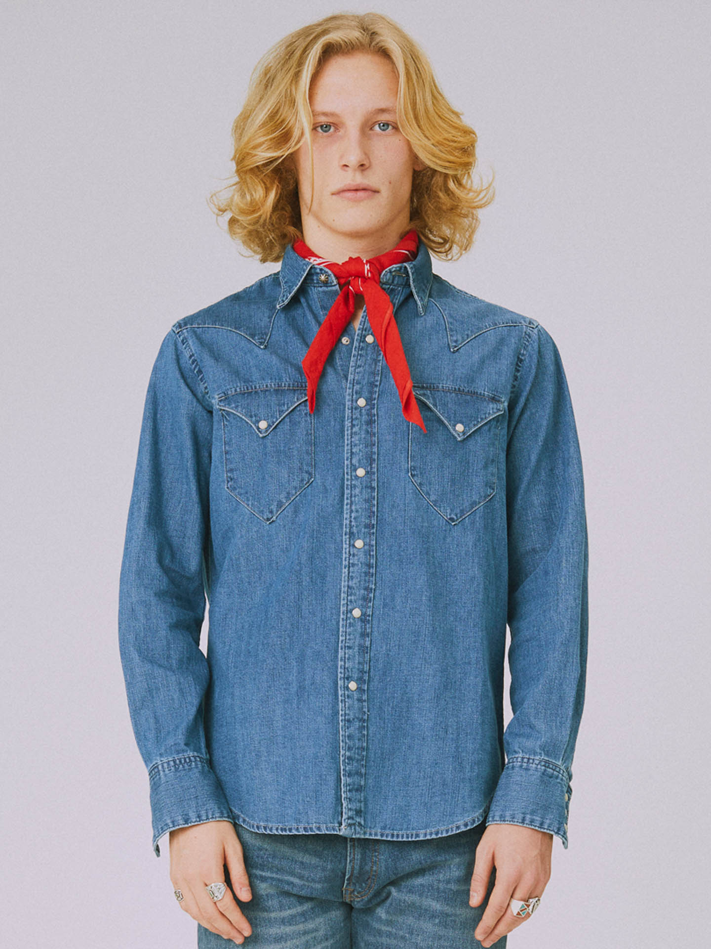 Single point western shirt in denim1