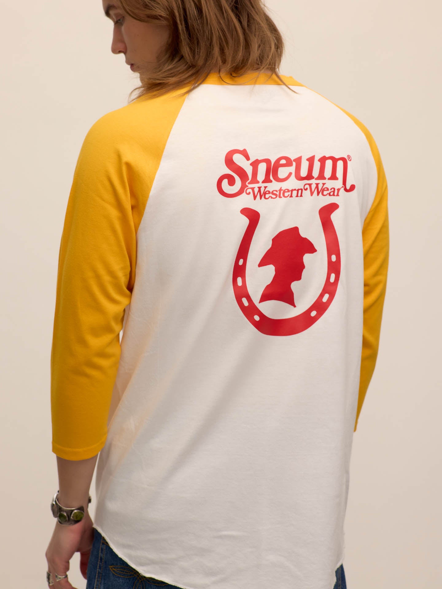 Baseball logo tee with 3/4 sleeves