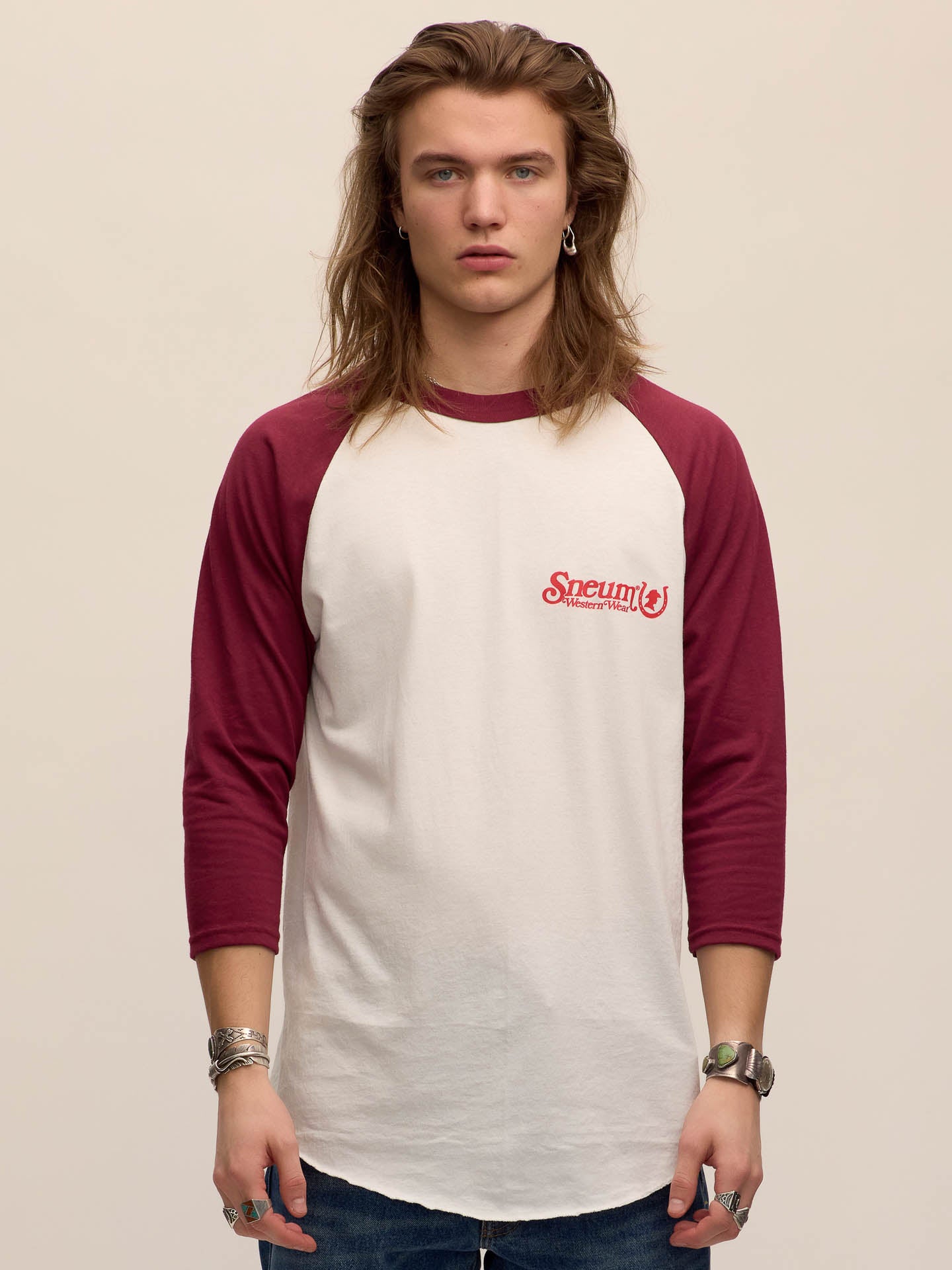 Baseball logo tee with 3/4 sleeves