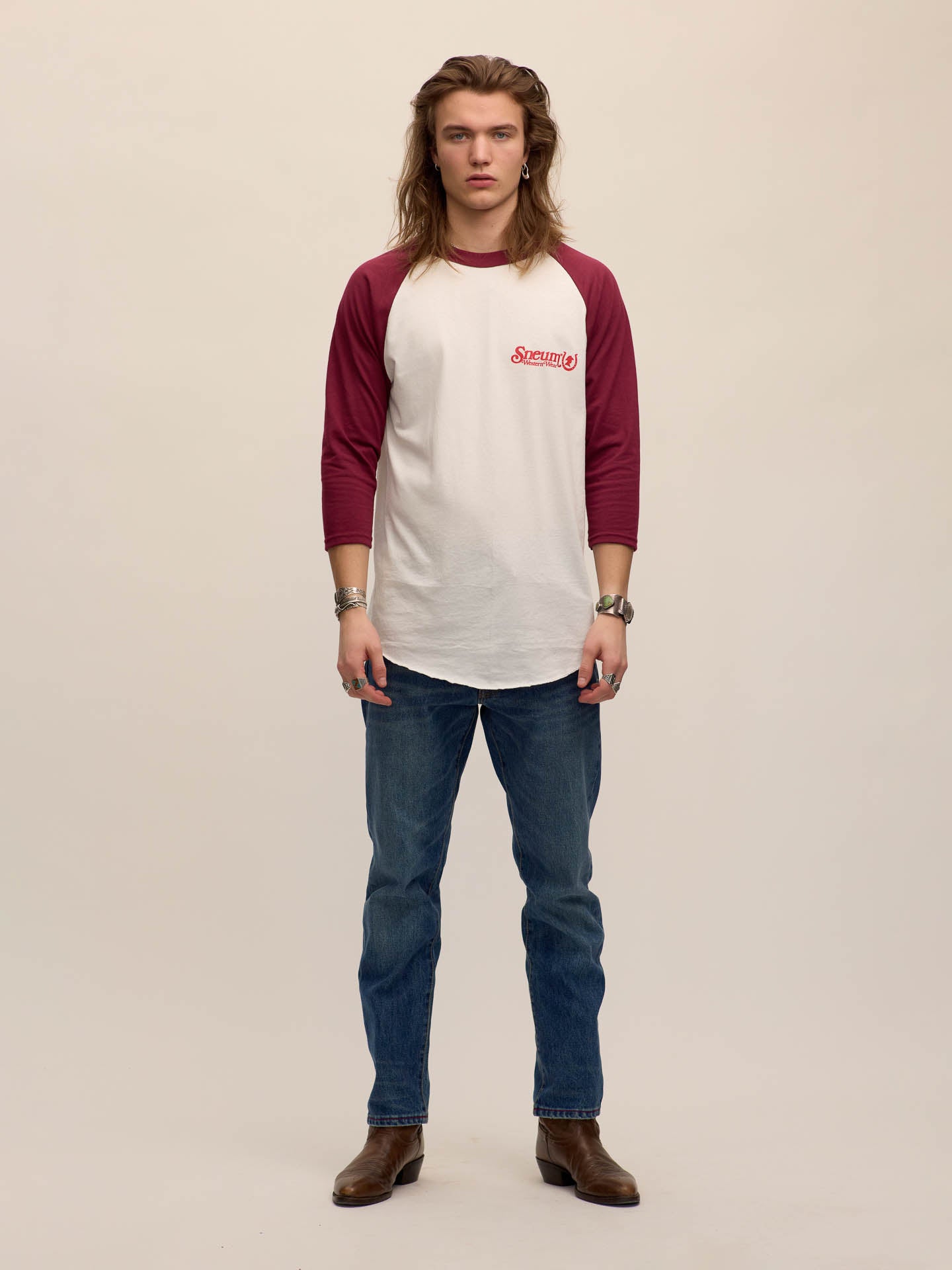 Baseball logo tee with 3/4 sleeves