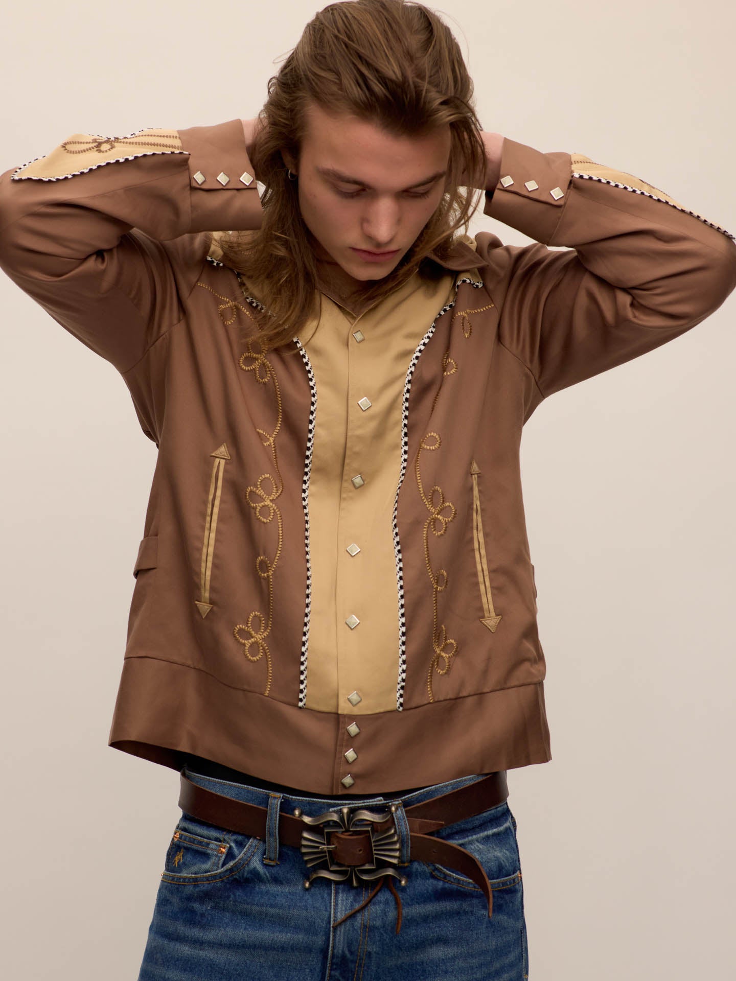 Bolero jacket in brown Tencel®