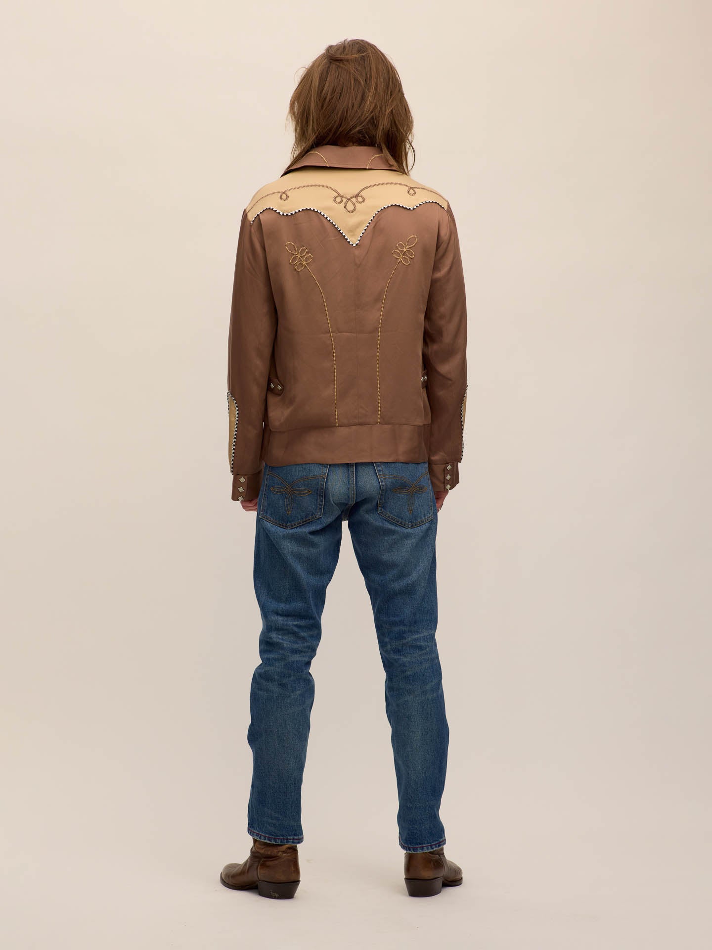 Bolero jacket in brown Tencel®