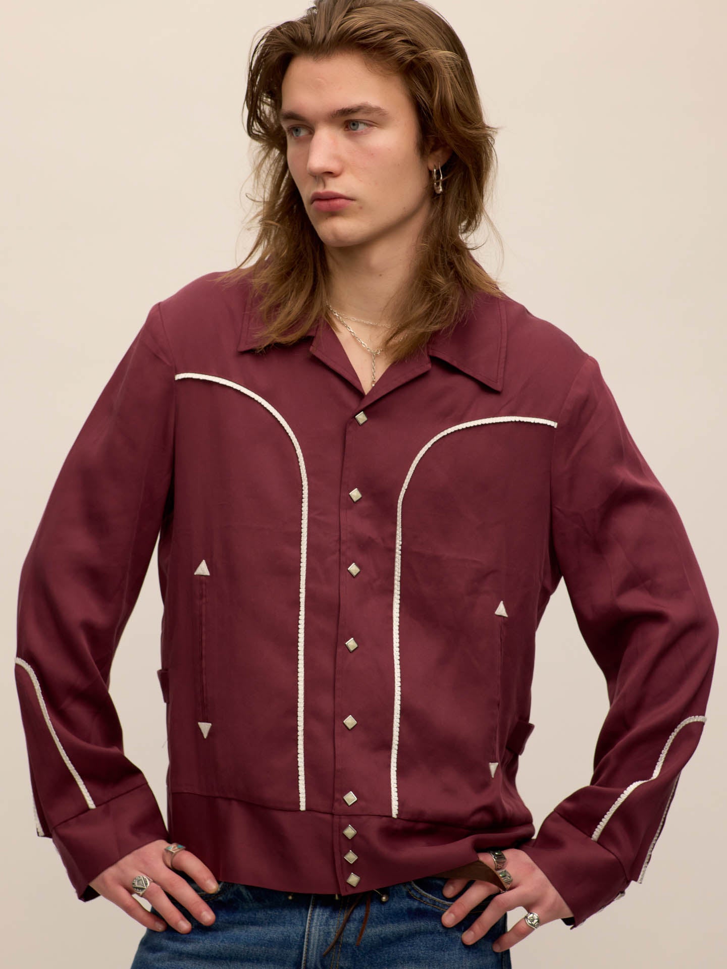 Bolero jacket in maroon Tencel®