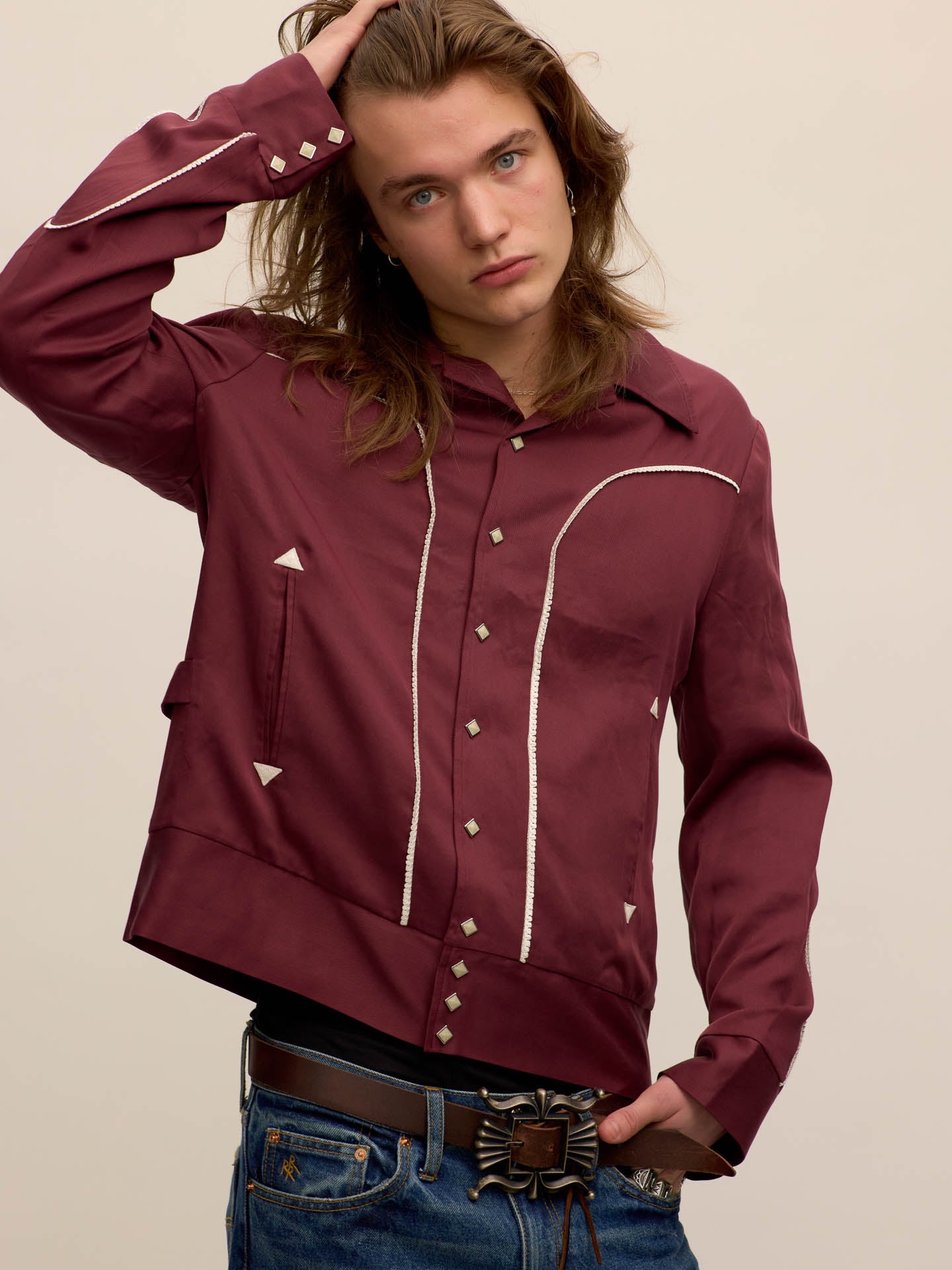 Bolero jacket in maroon Tencel®