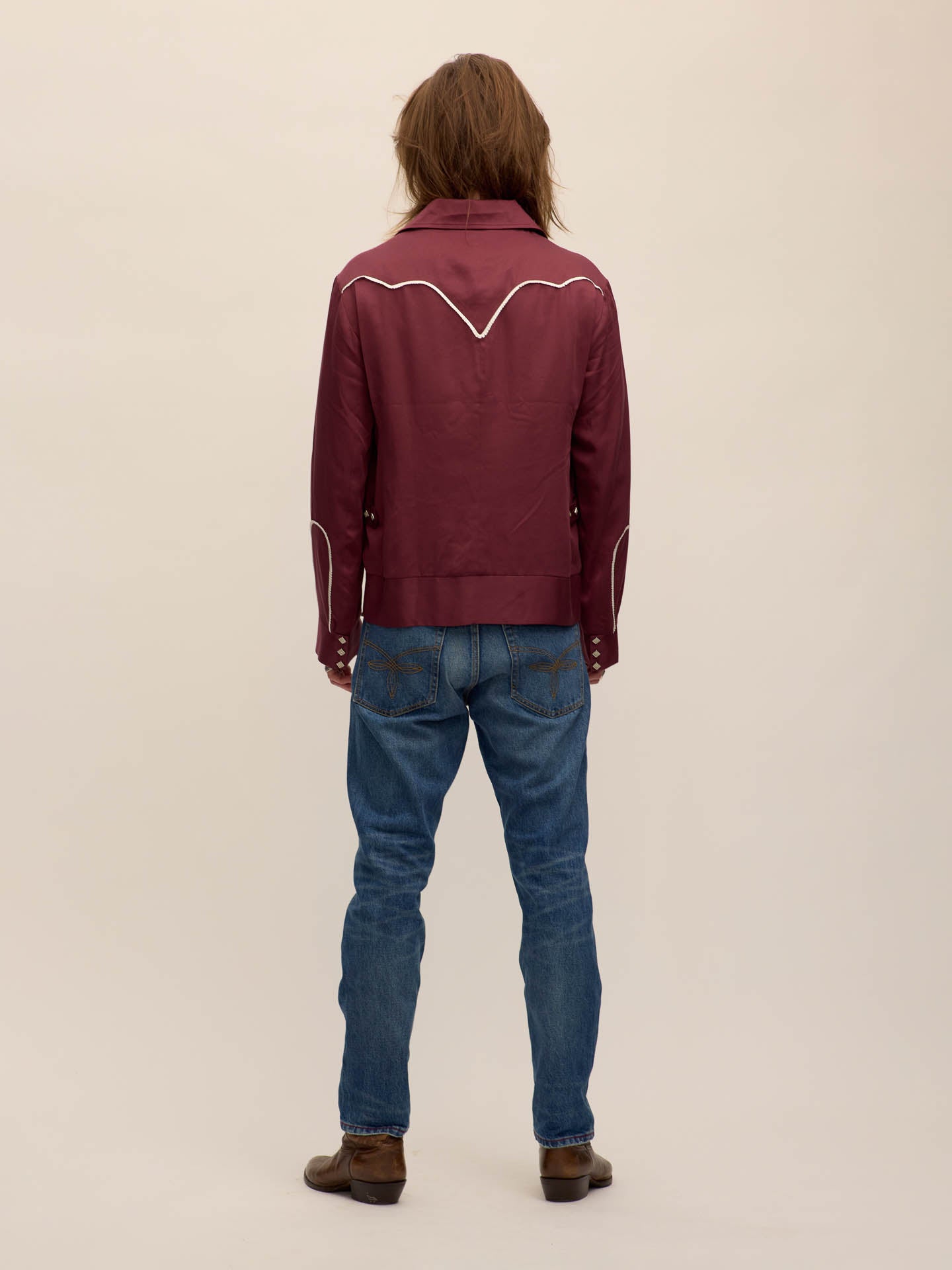 Bolero jacket in maroon Tencel®