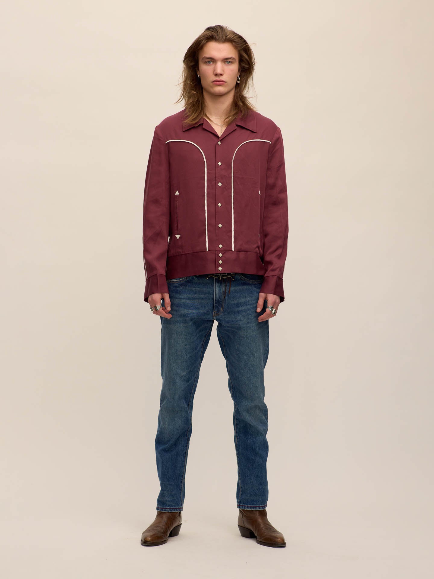 Bolero jacket in maroon Tencel®