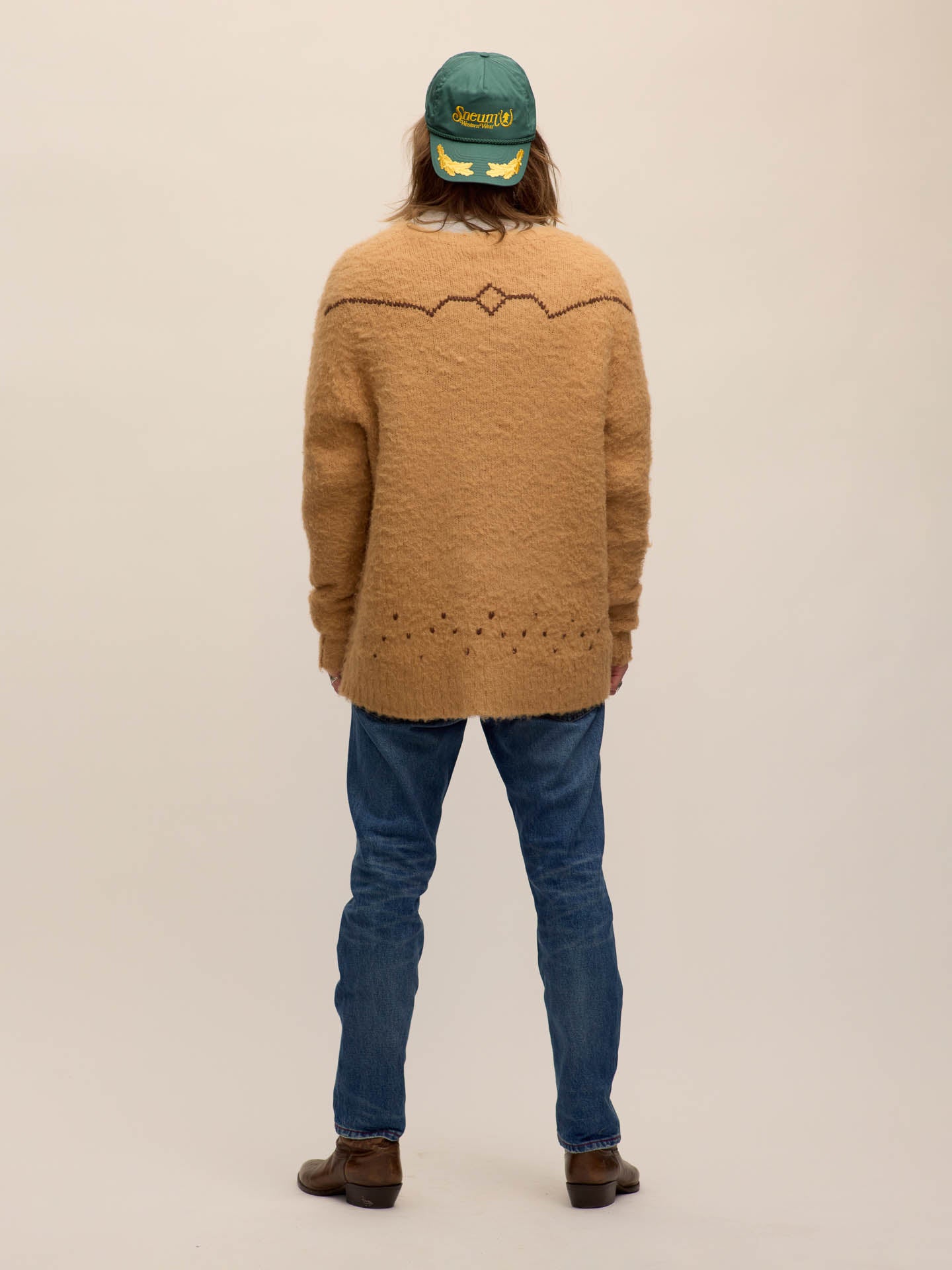 Fuzzy logo knit sweater