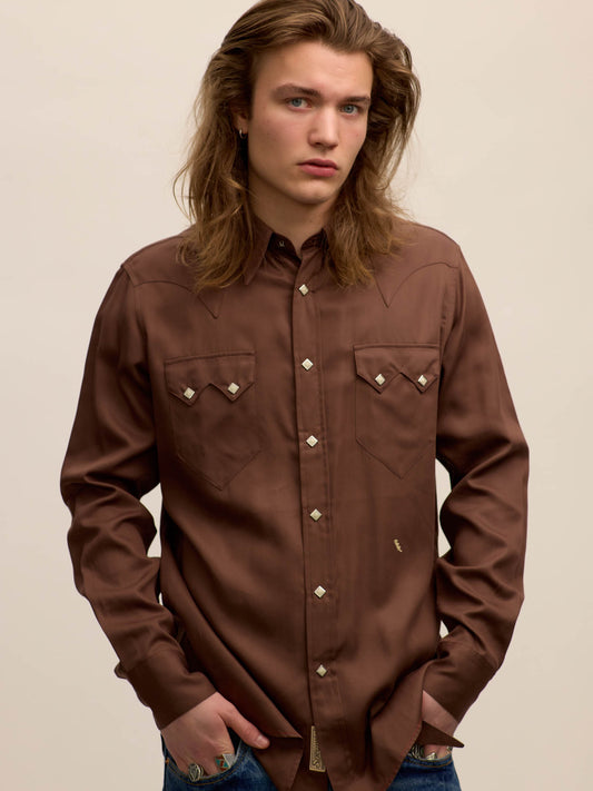 Sawtooth western shirt in brown Tencel®