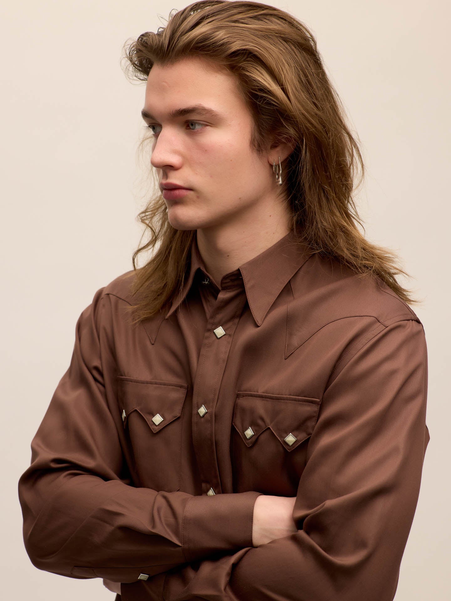 Sawtooth western shirt in brown Tencel®