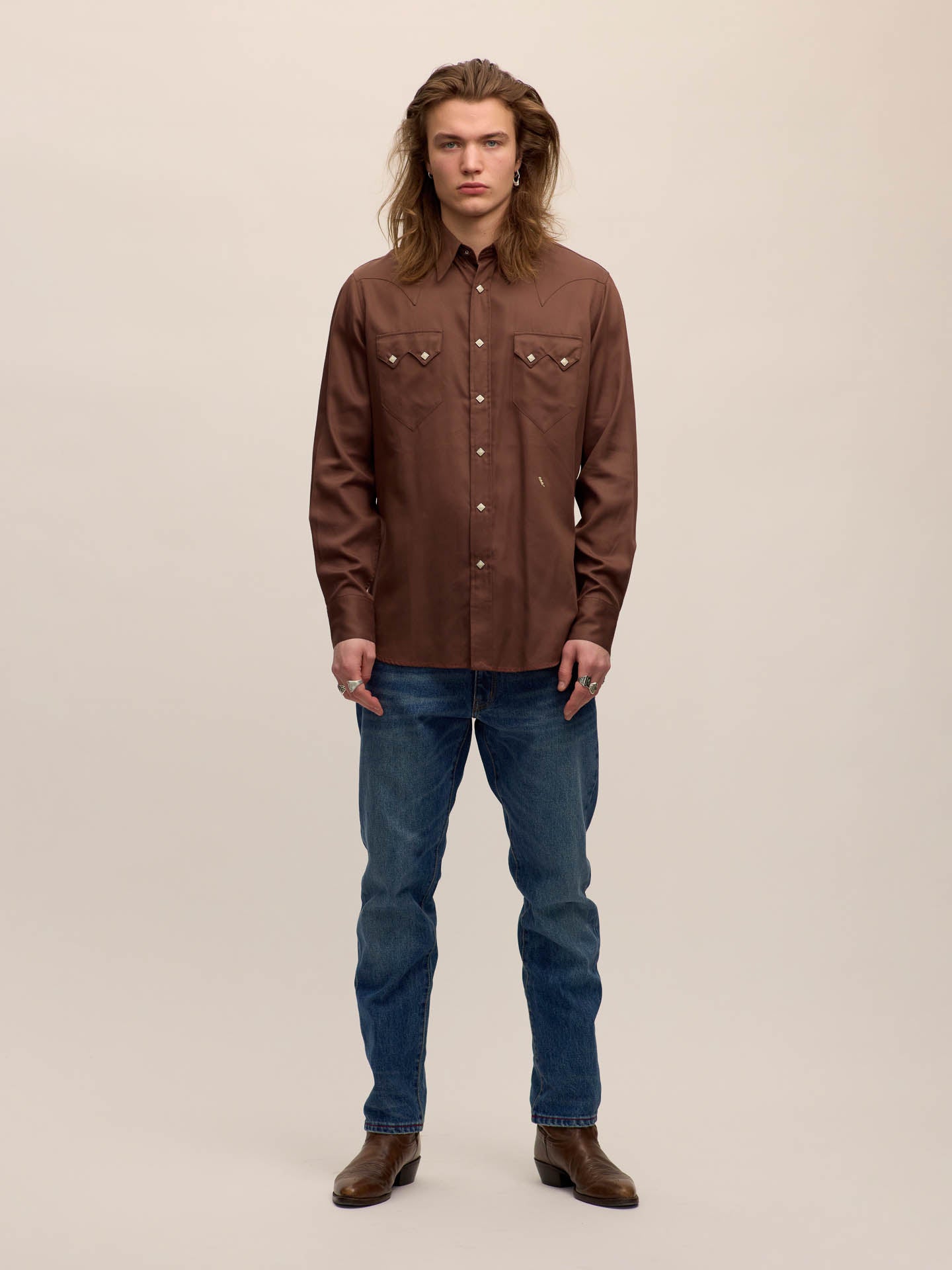 Sawtooth western shirt in brown Tencel®