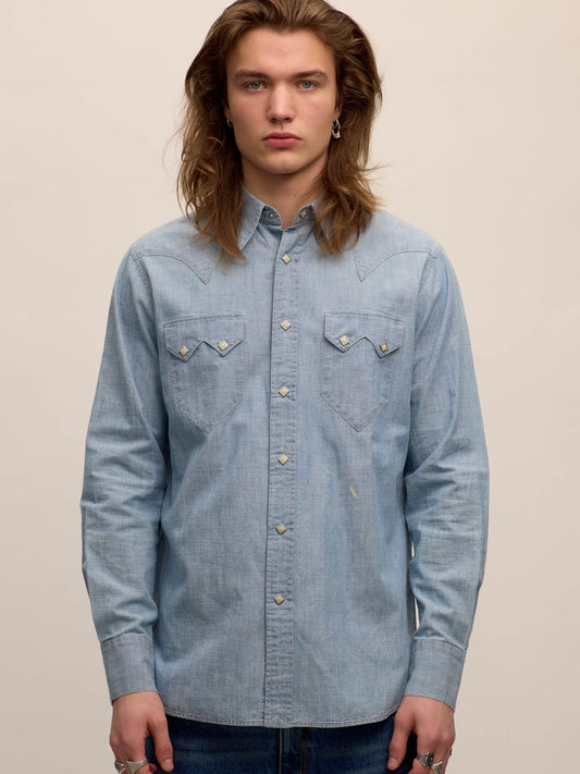 Sawtooth western shirt in chambray