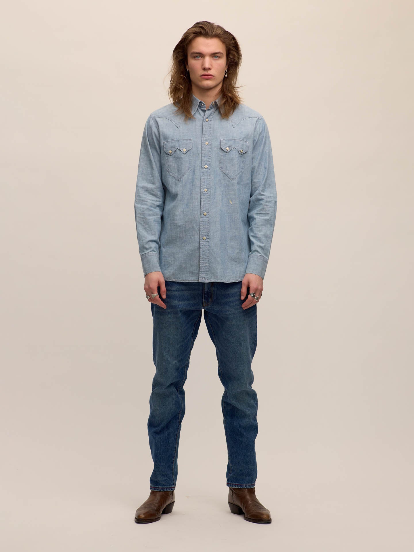 Sawtooth western shirt in chambray