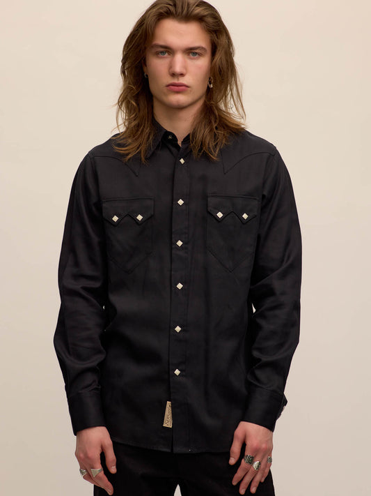 Sawtooth western shirt in black Tencel®