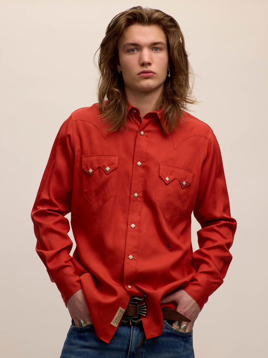 Sawtooth western shirt in faded red Tencel®