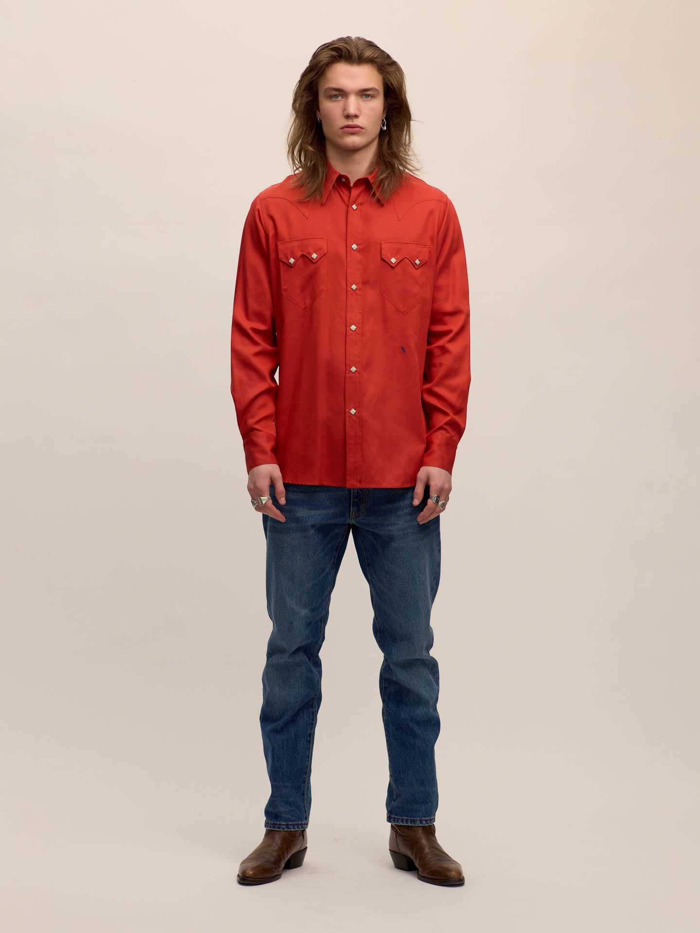 Sawtooth western shirt in faded red Tencel®