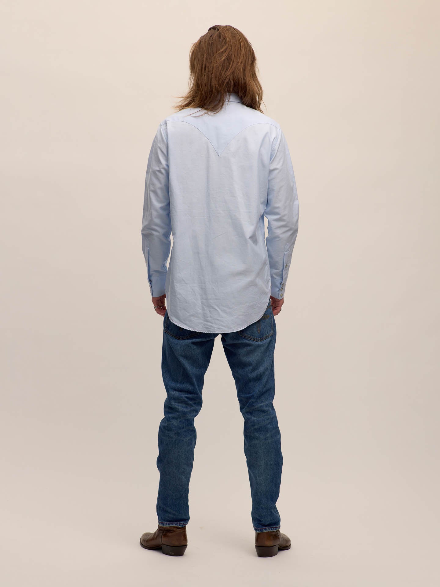 Sawtooth western shirt in light blue oxford