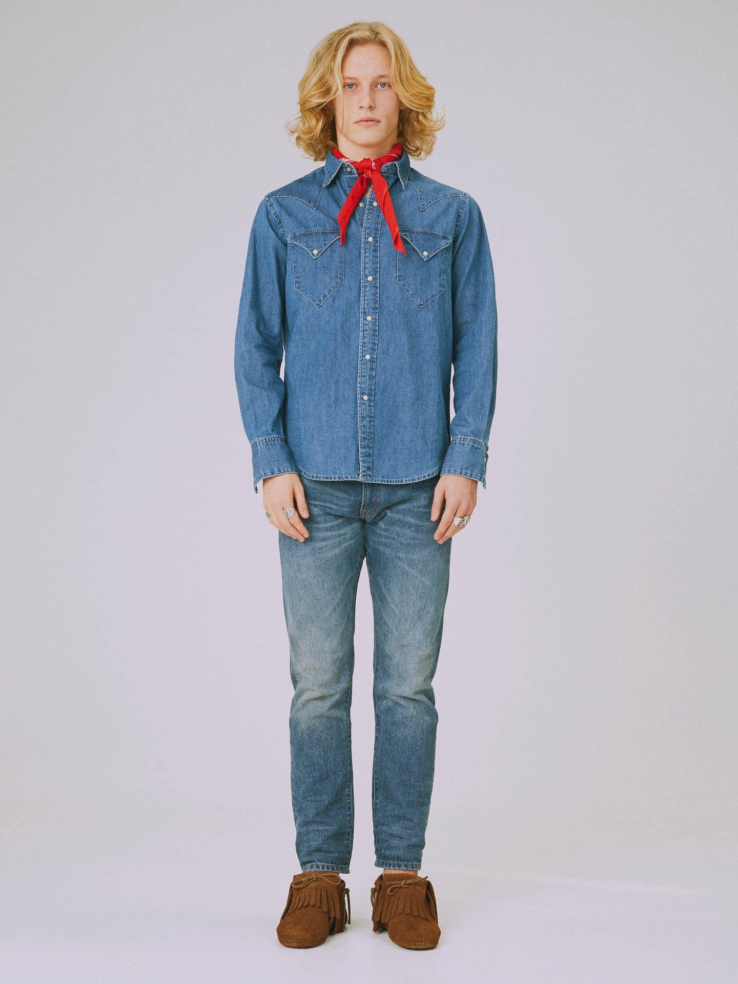 Single point western shirt in denim