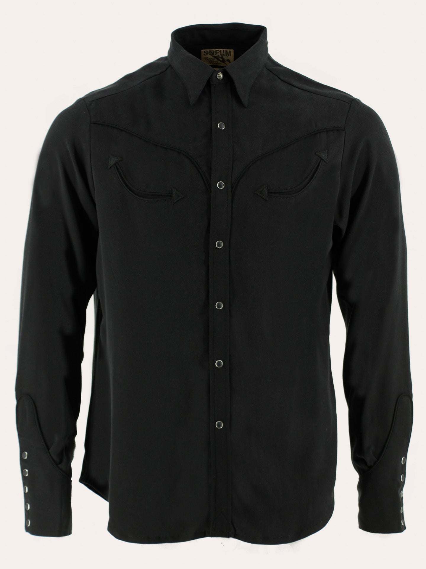 Two-tone smile pocket western shirt