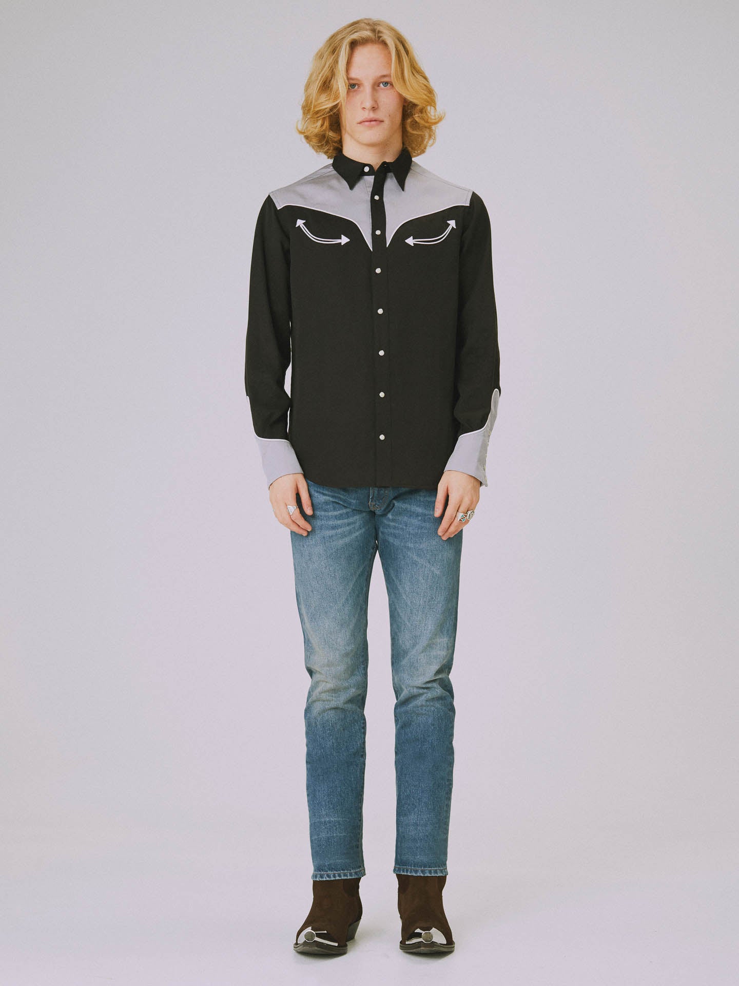 Two-tone smile pocket western shirt – sneum.com