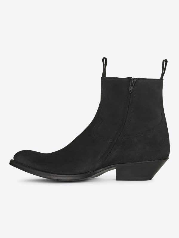 Western ankle boots in black suede