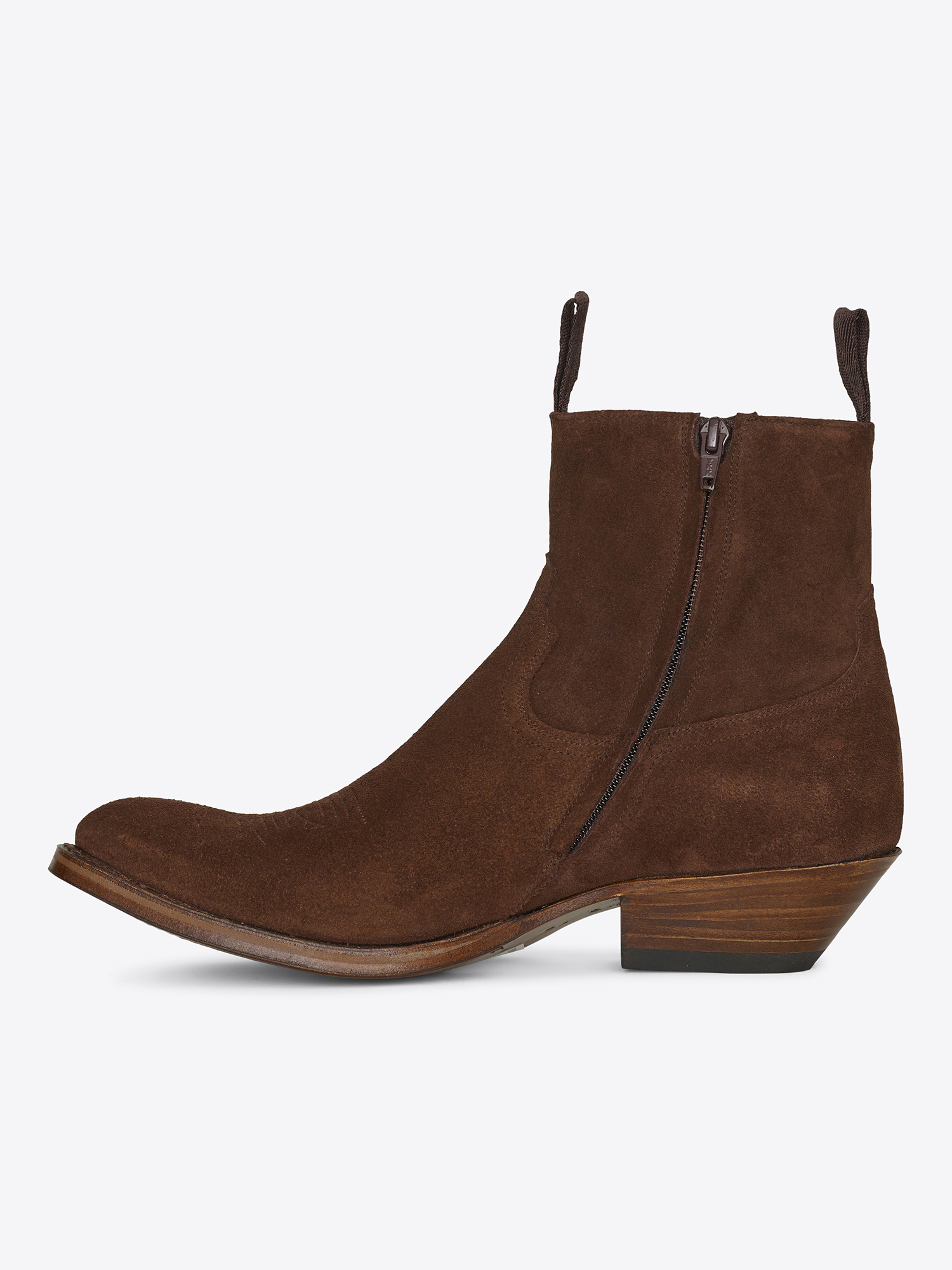 Western ankle boots in brown suede