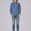 SAWTOOTH WESTERN SHIRT IN DENIM WITH NATIVE STYLED CONCHO