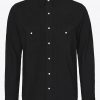 Classic western shirt in black pique with white Scovill snap buttons