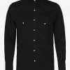 Classic western shirt in black tencel with white Scovill snap buttons