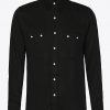 Western sawtooth shirt with diamond snaps in black Tencel
