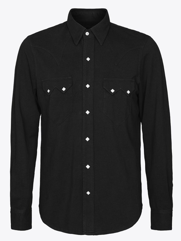 Western sawtooth shirt with Scovill diamond snaps in black pique
