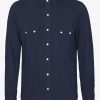 Western sawtooth shirt with Scovill diamond snaps in navy pique