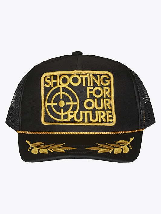 0230303-110100_Shooting For Our Future_Trucker cap_black_front view