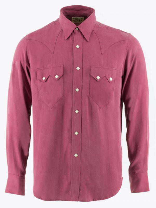 Sawtooth Western shirt in burgundy Tencel