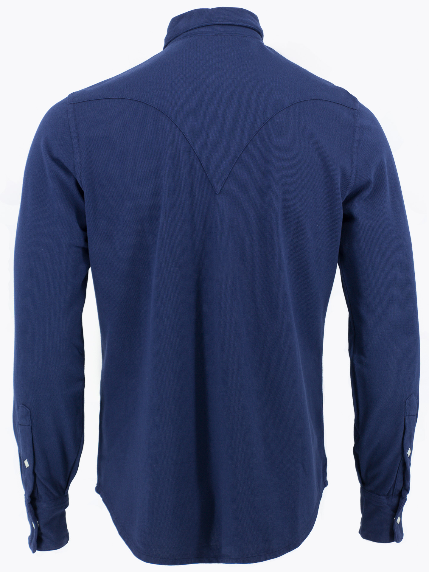 Sawtooth western shirt in a faded indigo blue pique